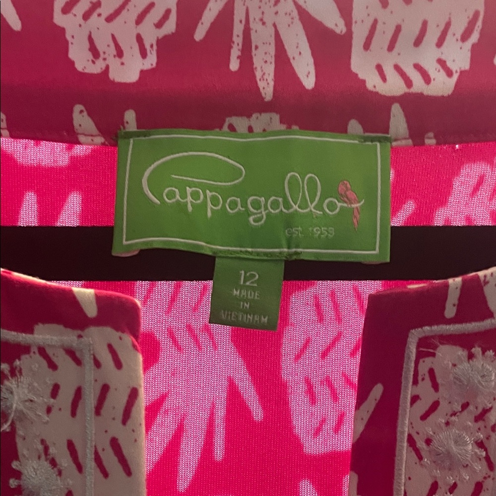 Pappagallo pink and white pineapple patterned dress size 12 EUC